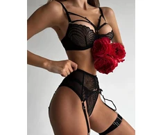 Trijų dalių apatinio trikotažo komplektas Tempting Lace