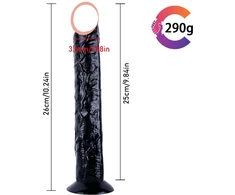 Varpos imitatorius Strap On Long Dildo, juoda