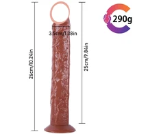 Varpos imitatorius Strap On Long Dildo, rudas