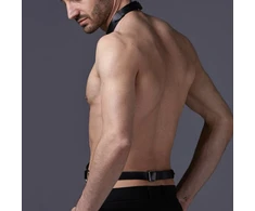 Vyriškas odinis kūno diržas vaidmenų žaidimams ir BDSM Leather Bondage Belt