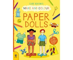 KNYGA Clare Beaton Make &amp; Colour Paper Dolls, 60 Cut-Outs to Colour and Free Stencils