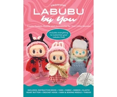 KNYGA Editors of Chartwell Books Unofficial Labubu by You: Create Custom Outfits and Accessories for Your Little Monster - Includes everything to customize you Labubu Doll! – Includes: Instruction book, Yarn, Fabric, Ribbon, Elastic, Heart button, Crochet hook, Yarn &amp; sewing needle, Thread
