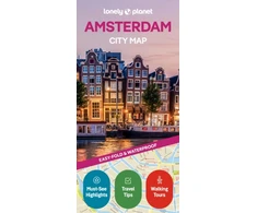 KNYGA Lonely Planet Amsterdam City Map: Durable, Atsparus vandeniui, Easy-Fold Planning Map with Attractions &amp; Walking Tours