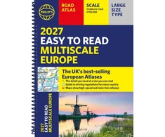 KNYGA Philips Maps Philip's 2027 Easy to Read Multiscale Road Atlas of Europe: A4 Spiral edition