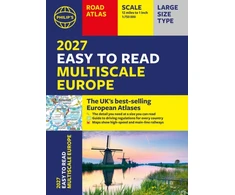 KNYGA Philips Maps Philip's 2027 Easy to Read Multiscale Road Atlas of Europe: A4 Paperback
