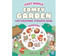 KNYGA Ren, Kiku Cozy World Comfy Garden: Easy Colouring and Sticker Scene for Teens, Young Adults and Adults