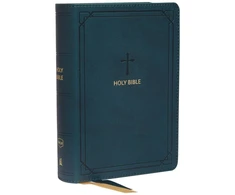 KNYGA Thomas Thomas Nelson NKJV, End-of-Verse Reference Bible, Compact, Leathersoft, Teal, Raudona Letter, Comfort Print