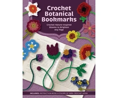 KNYGA Thompson Suzann Crochet Botanical Bookmarks: Crochet Nature-Inspired Blooms to Brighten Any Page - Includes: Instruction Book, 6 Colors of Yarn, Crochet Hook
