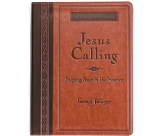 KNYGA Young Sarah Jesus Calling, Large Text Brown Leathersoft, with Full Scriptures: Enjoying Peace in His Presence (A 365-Day Devotional)