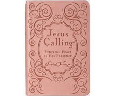 KNYGA Young Sarah Jesus Calling, Rožinė Leathersoft, with Scripture References: Enjoying Peace in His Presence (A 365-Day Devotional)