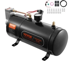 12 V oro kompresoriaus komplektas su 3 l bakeliu. garso signalui/trimitui. 90-120 PSI