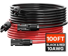2 vnt. saulės baterijos prailginimo kabeliai, 30,48 m, 6 mm² / 10 AWG, atsparūs vandeniui