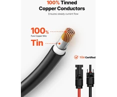 2 vnt. saulės baterijos prailginimo kabeliai. 15.24 m. 6 mm² / 10 AWG. atsparūs vandeniui