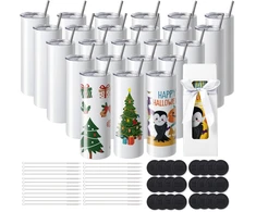 24 vnt. sublimacijos termosų rinkinys 591.5 ml. dvisienis nerūdijantis plienas