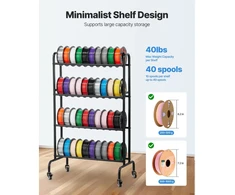 4 lentynų 3D spausdintuvo plastiko stovas su ratukais V02