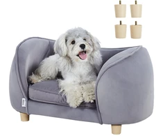 Aksominė sofa-lova mažiems augintiniams. iki 30 kg. tamsiai pilka