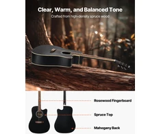 Akustinė gitara Cutaway 41 col. (1041.4 mm) su minkštu dėklu. juoda