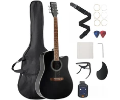 Akustinė gitara Cutaway 41 col. (1041.4 mm) su minkštu dėklu. juoda