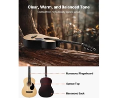 Akustinė gitara Dreadnought 39 col. (990.6 mm). 6 stygos. natūrali spalva