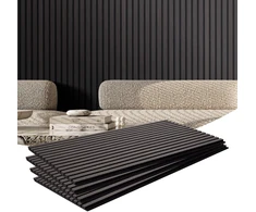 Akustinės medinių lentelių sienų plokštės 1200 x 600 mm. juodo ąžuolo spalvos
