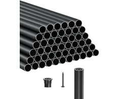 Aliuminio laiptų baliustrai. apvalus metalinis vandeniui atsparus turėklas terasai. matinė juoda spalva. 19 x 813 mm. 51 vnt.