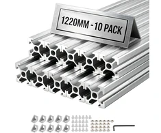 Anoduoto aliuminio profilių rinkinys 2020. 10 vnt.. T formos griovelis. 3D spausdintuvams. CNC