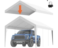 Atsarginė automobilio pastogės danga 304.8x609.6 cm. vandeniui ir UV spinduliams atspari. su elastinėmis kilpelėmis. balta