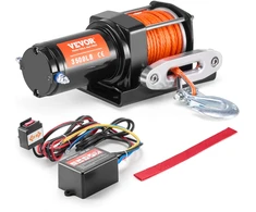 ATV/UTV elektrinė gervė 1588 kg. 12 V. sintetinis lynas. laidinis pultas