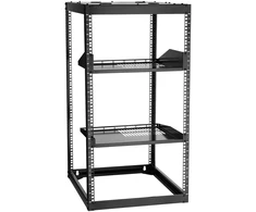 Atviro rėmo tinklo spinta 20U. keliamoji galia 68 kg. gylis 585 mm. tinklo įrangai. juoda