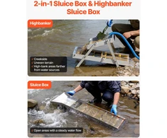 Aukso paieškos (sluice) rinkinys 2in1. 1270 mm. sulankstomas. aliuminio lydinio