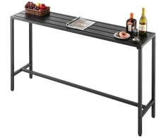 Aukštas lauko baro stalas 160 x 37.5 cm. metalinis rėmas. vandeniui atsparus