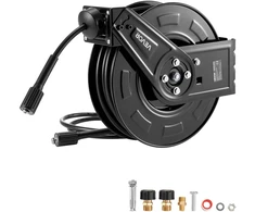 Aukšto slėgio plovyklės žarnos ritė 18,3 m x 6,4 mm, plieninė, automatinis suvyniojimas