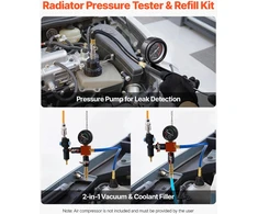 Aušinimo sistemos slėgio testerių rinkinys. 31 dalis. su 3 metaliniais adapteriais ir pompa