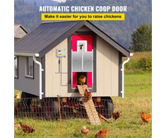 Automatinės vištidės durų atidarymo sistema 12V. 30x30 cm. su šviesos jutikliu ir 2 pultais
