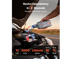 Automobilio paleidiklis-akumuliatorius. 3000A. ličio. 12V. su žibintuvėliu