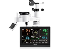 Belaidė meteorologinė stotelė be WiFi. 190.5 mm VA ekranas. saulės jutiklis. lietaus matuoklis. 7 funkcijos