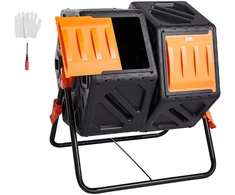 Besisukanti sodo kompostinė. 140 l. dviejų kamerų. 360° rotacija. PP be BPA. krovumas iki 40 kg