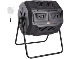 Besisukanti sodo kompostinė. 162.7 l. dviejų kamerų. 360° pasukama. PP. be BPA. keliamoji galia iki 50 kg