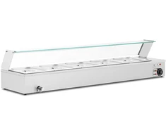 Bufeto šildytuvas su stikline apsauga 5 x GN 1/2 2000 W. sidabro spalva