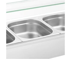 Bufeto šildytuvas su stikline apsauga 5 x GN 1/2 2000 W. sidabro spalva