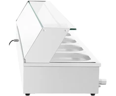 Bufeto šildytuvas su stikline apsauga 5 x GN 1/2 2000 W. sidabro spalva