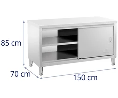 Centrinis darbo stalas su spinta 150 x 70 x 85 cm nerūdijantis plienas