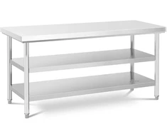 Centrinis plieno darbo stalas su 2 lentynomis 180 x 70 cm iki 600 kg