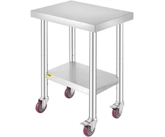 Darbo stalas iš nerūdijančio plieno. 610x450x860 mm. keliamoji galia 180 kg. su 4 ratukais