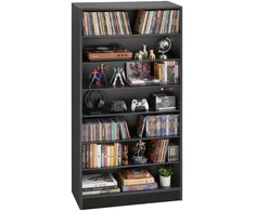 Daugiafunkcė spintelė su 7 skyriais CD/DVD/knygoms. 70 x 30 x 140 cm. juoda