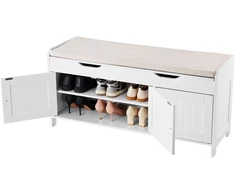 Dėklas Batų suoliukas 1050x350x503 mm su pakeliamu dėklu. sėdimąja pagalvėle ir 3 skyriais. juodas