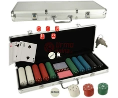 Didelis pokerio rinkinys lagaminėlyje, 500 vnt, 2 kaladės