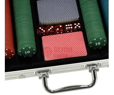 Didelis pokerio rinkinys lagaminėlyje, 500 vnt, 2 kaladės