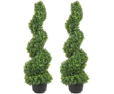 Dirbtinis spiralinis buksmedis. 2 medeliai. bendras aukštis 91 cm. su atsarginiais lapeliais