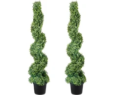 Dirbtinis spiralinis buksmedis su vazonu. 2 medeliai. 122 cm. su atsarginiais lapeliais
